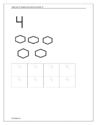 Color only 4 shapes and trace the number 4