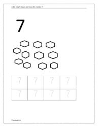 Color only 7 shapes and trace the number 7