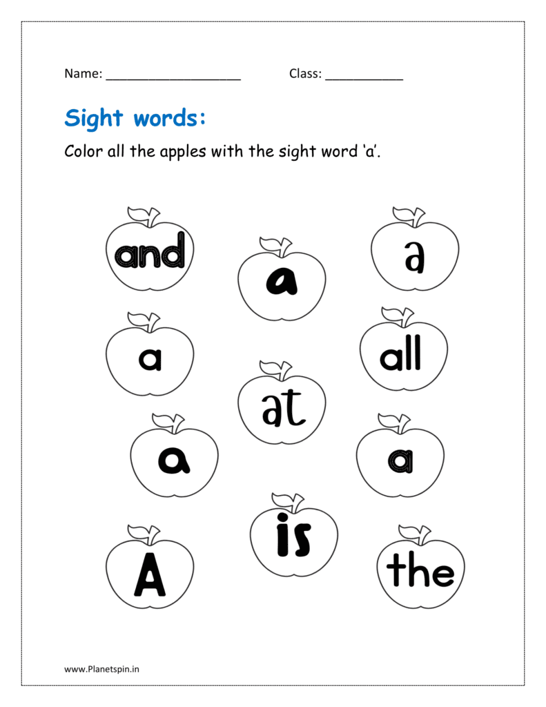 Sight words worksheets pdf free | Planetspin.in