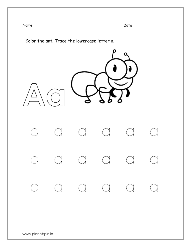 Worksheets of letter A for kindergarten | Planetspin.in