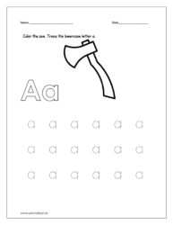 Color the axe and trace the lowercase letter a