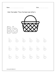 Color the basket and trace the lowercase letter b