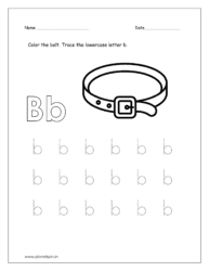 Color the belt and trace the lowercase letter b