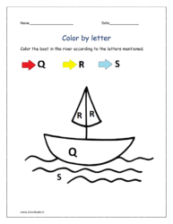 Q to S: Color the boat in the river according to the letters mentioned (colors by letter)