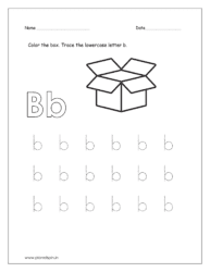Color the box and trace the lowercase letter b