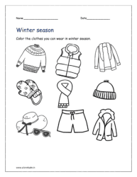 Clothes in winter: Color the clothes you can wear in winter season