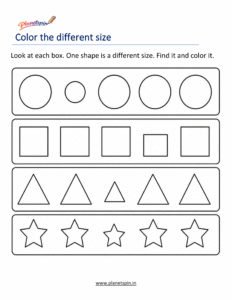 Color the different 2D shape worksheet for kids