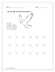 Color the eagle and trace the lowercase letter e.