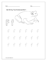 Color the frog and trace the lowercase letter f.