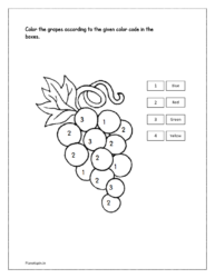 Color the grapes according to the given color code in the boxes