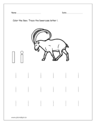 Color the ibex and trace the lowercase letter i 