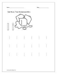 Color the ice  and tracing the letter i given in the printable worksheet
