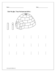 Color the igloo  and tracing the letter i given in the printable worksheet
