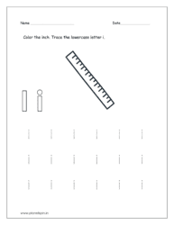 Color the inch  and tracing the letter i given in the printable worksheet