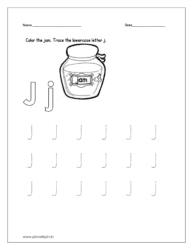 Color the jam and trace the letter.