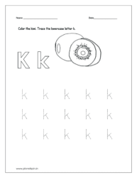 Color the kiwi and trace the letter.