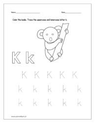 Color the koala and trace the letter.
