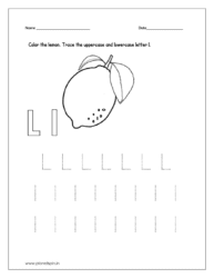 Color the lemon and trace the uppercase and lowercase letter l.