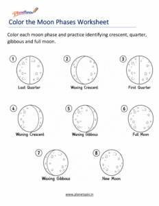 Moon phase coloring worksheet