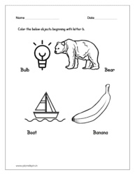 Color the objects beginning with letter B