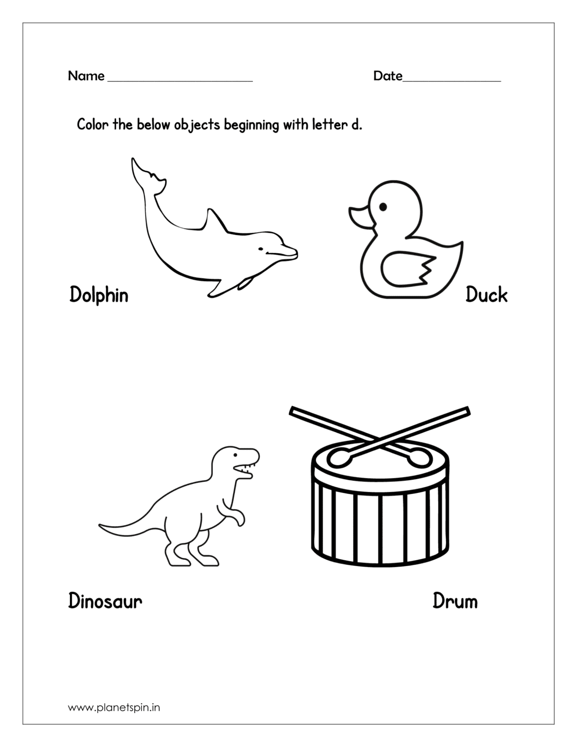 Color the things that start with letter a to z | Planestpin.in