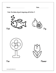 Color the objects beginning with letter F