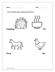 Color the objects beginning with letter H