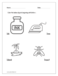 Color the objects beginning with letter I