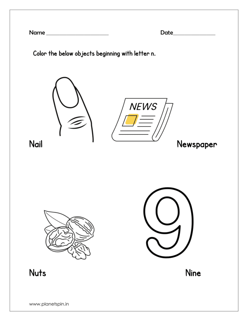 Color the things that start with letter a to z | Planestpin.in