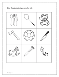 Color the objects that you can play with