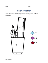 T to V: Color the pencil stand and pencils 