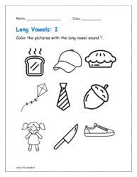 I long vowel sound: Color the picture with the long vowel 'i'.