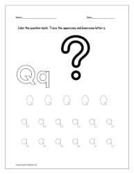 Color the questions mark and trace the uppercase and lowercase letter q.