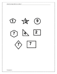 Color the shapes (number 7 tracing worksheets for preschool)