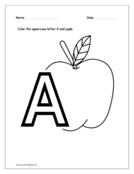 Color the uppercase letter A and color the Apple