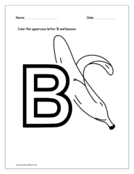 Color the uppercase letter B and color the Banana