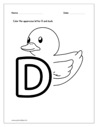 Color the uppercase letter D and color the Duck