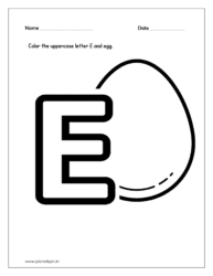 Color the uppercase letter E and color the Egg