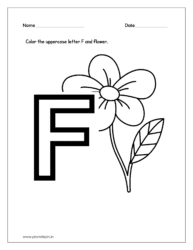 Color the uppercase letter F and color the Flower