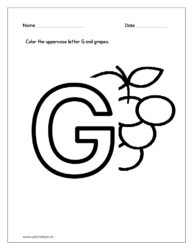 Color the uppercase letter G and color the Grapes