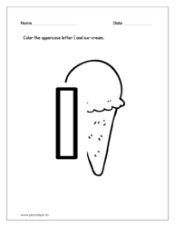 Color the uppercase letter I and color the Ice cream