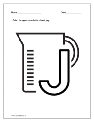 Color the uppercase letter J and color the Jug