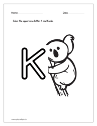 Color the uppercase letter K and color the Koala