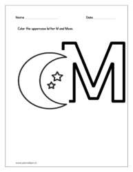 Color the Moon (alphabet tracing worksheets capital letters)