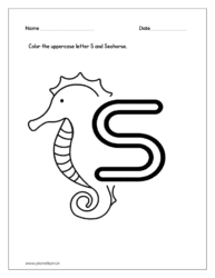 Color the Seahorse (alphabet tracing worksheets capital letters)