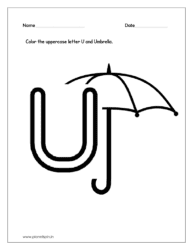 Color the Umbrella (alphabet tracing worksheets capital letters)