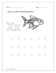 Color the x-ray fish and trace the lowercase letter x.
