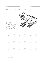 Color the xenopus and trace the lowercase letter x.