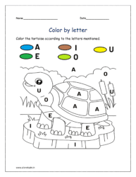 A to E: Color the tortoise according to the letters mentioned
