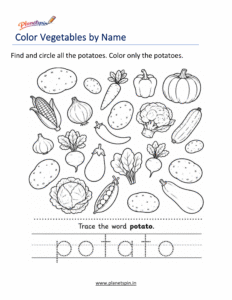 Potato coloring worksheet for preschool children